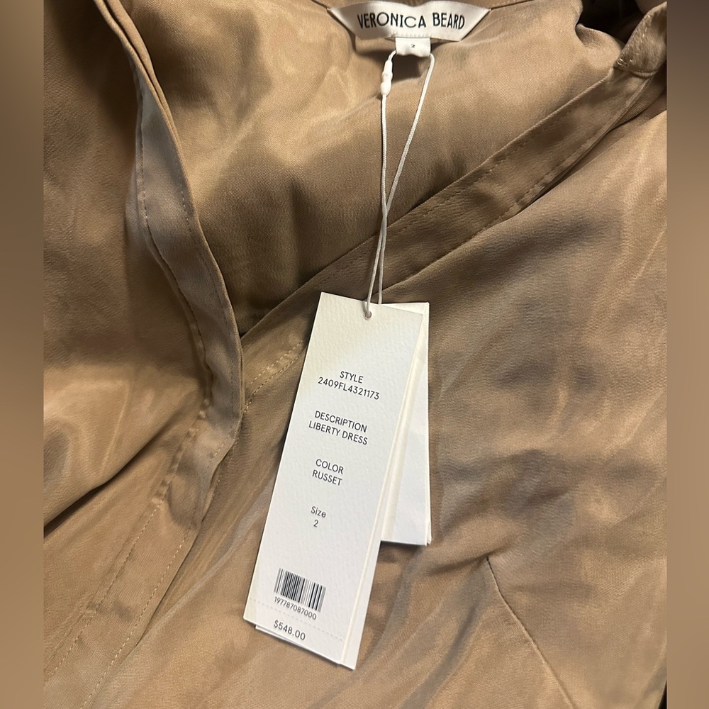 VERONICA BEARD Liberty Dress • Long Sleeve Maxi Tan Size 2 XS - Picture 7 of 10